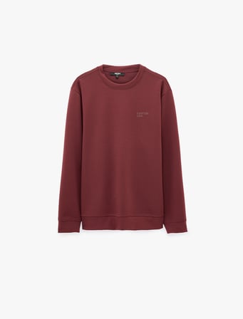 Üç İplik Şardonlu Uzun Kollu Bisiklet Yaka Baskılı Sweatshirt