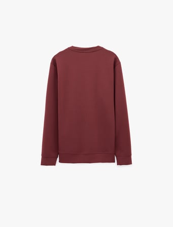 Üç İplik Şardonlu Uzun Kollu Bisiklet Yaka Baskılı Sweatshirt