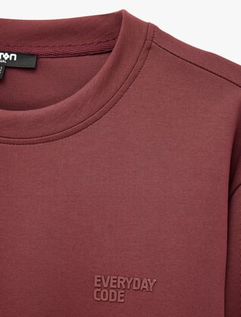 Üç İplik Şardonlu Uzun Kollu Bisiklet Yaka Baskılı Sweatshirt