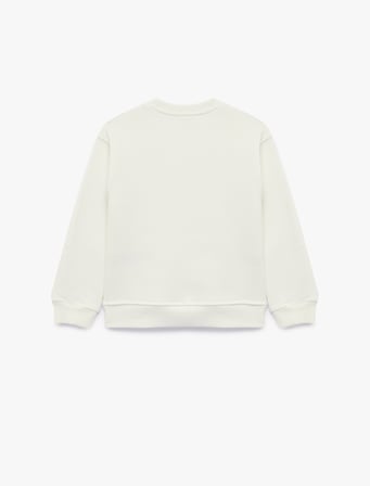 Peri Baskılı Bisiklet Yaka Uzun Kollu Şardonlu Sweatshirt