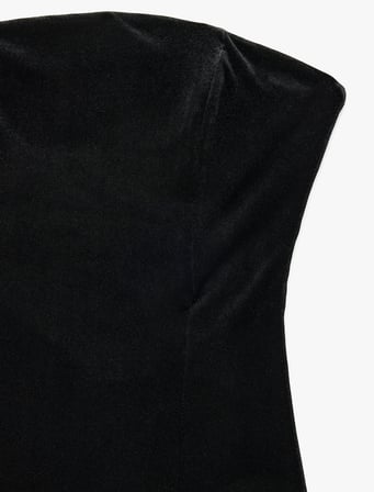 Slim Fit Straplez Kolsuz Uzun Bodycon Abiye Kadife Elbise