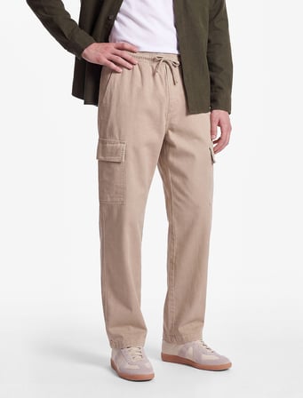 Pamuklu Cepli Gabardin Beli Lastikli Bağcıklı Kargo Pantolon