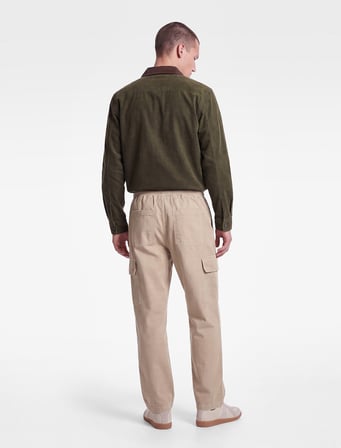 Pamuklu Cepli Gabardin Beli Lastikli Bağcıklı Kargo Pantolon