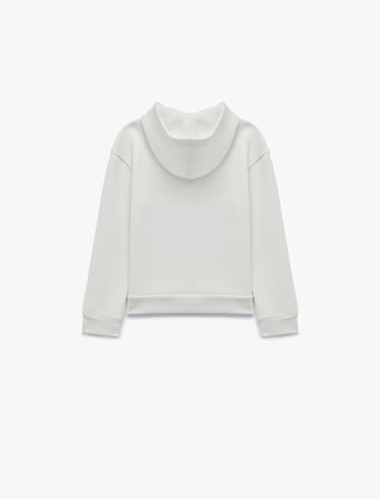 Kedi Baskılı Şardonlu Cepli Uzun Kollu Kapşonlu Sweatshirt