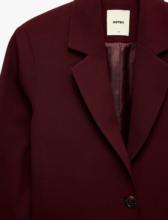 Klasik Yaka Uzun Kollu Mürdüm Rengi Crop Blazer Ceket