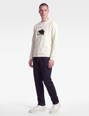 Bisiklet Yaka Uzun Kollu Şardonlu Baskılı Sweatshirt
