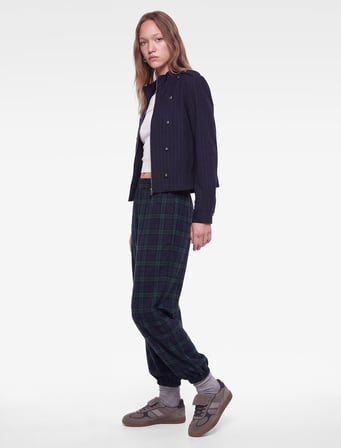 Normal Bel Regular Fit Cepli Ekoseli Beli Lastikli Jogger Pantolon