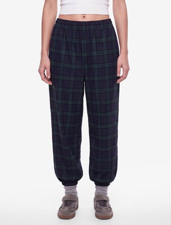 Normal Bel Regular Fit Cepli Ekoseli Beli Lastikli Jogger Pantolon