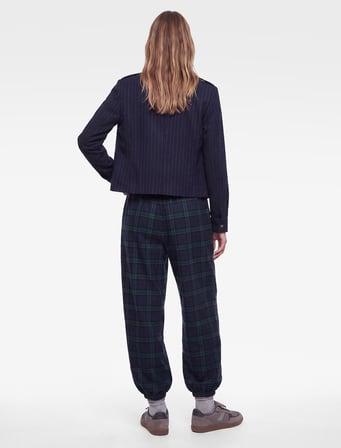 Normal Bel Regular Fit Cepli Ekoseli Beli Lastikli Jogger Pantolon