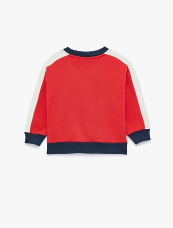 Pamuklu Bisiklet Yaka Balon Kollu Şardonlu Oversize Sweatshirt