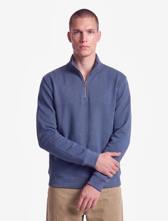 Uzun Kollu Üç İplik Şardonlu Pamuklu Yarım Fermuarlı Sweatshirt