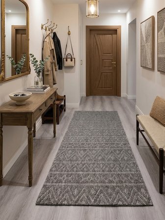Antrasit Etnik Desenli Kaymaz Taban Yıkanabilir Halı Ultra Yumuşak Su Emici Dekoratif Lüks Salon Mutfak Koridor Çocuk Odası Halısı
