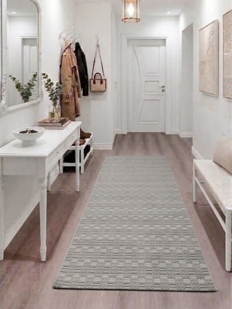 Gri Çizgili Desenli Kaymaz Taban Yıkanabilir Halı Ultra Yumuşak Su Emici Dekoratif Lüks Salon Mutfak Koridor Çocuk Odası Halısı