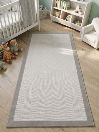 Vektör Sisal Halı Kaymaz Taban Silinebilir Yıkanabilir Modern Salon Mutfak Koridor Halısı Beyaz Gri