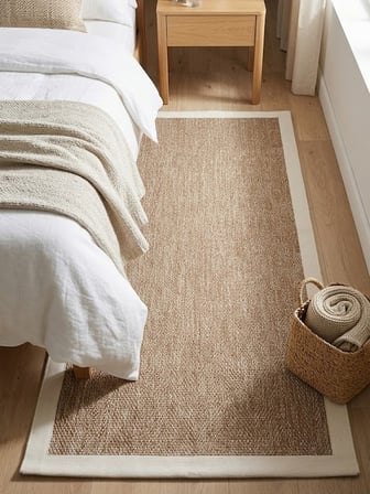 Vektör Sisal Halı Kaymaz Taban Silinebilir Yıkanabilir Modern Salon Mutfak Koridor Halısı Jüt Beyaz
