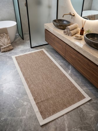 Vektör Sisal Halı Kaymaz Taban Silinebilir Yıkanabilir Modern Salon Mutfak Koridor Halısı Jüt Beyaz