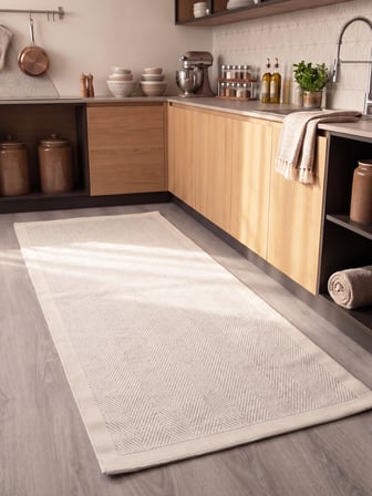 Vektör Sisal Halı Kaymaz Taban Silinebilir Yıkanabilir Modern Salon Mutfak Koridor Halısı Beyaz Beyaz