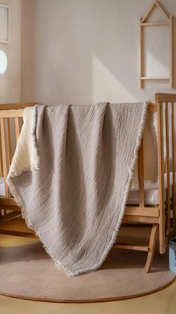 Oeko-Tex Sertifikalı Organik Pamuk Müslin Bebek Yorganı Çift Taraflı 100x150 cm