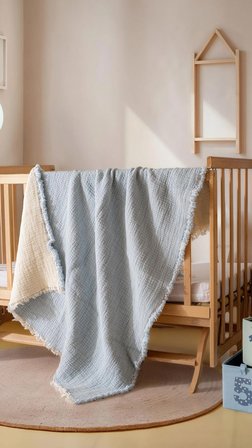 Oeko-Tex Sertifikalı Organik Pamuk Müslin Bebek Yorganı Çift Taraflı 100x150 cm