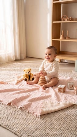 %100 Pamuk Müslin Bebek Battaniyesi Çift Taraflı 100x120 cm