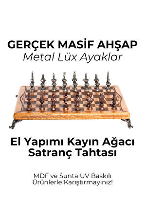 MC40 Antik Mısır Figürlü Metal Satranç Takımı - Lüks Hediyelik Satranç Takımı