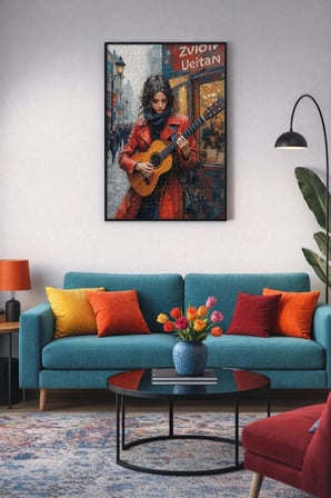 Nova Puzzle 1000 Parça Kırmızılı Gitarist Kadın Puzzle - 41195