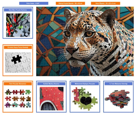 Nova Puzzle 1000 Parçalı Mozaik Jaguarın Derin Bakışı Puzzle - 41207