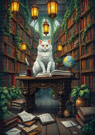 Nova Puzzle 1000 Parça Kütüphane Görevlisi Bilge Kedi Puzzle Yapboz - 41209