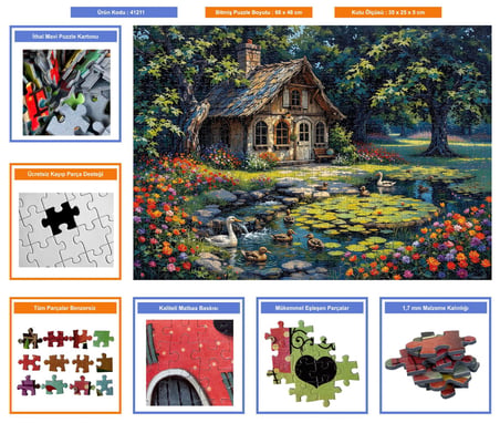 Nova Puzzle 1000 Parça Ördekler ve Küçük Kulübe Yetişkin Puzzle - 41211