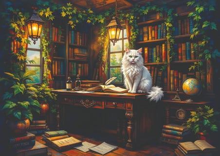 Nova Puzzle 1000 Parçalı Çalışma Masası ve Beyaz Kedi Puzzle - 41214