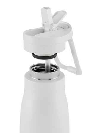Puccon 500 ml Pipetli Beyaz Çelik Matara/Termos - Silikon Gövdeli (Plus) - 50008
