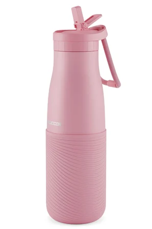 Puccon Pembe 500 ml Paslanmaz Çelik Termos - Silikon Kaplı (Dalga) Okul, Günlük, Kamp - 50020