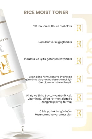 Rice Moist Aydınlatıcı, Yenileyici ve Nemlendirici Pirinç Suyu & Bifida Mayalı Tonik 200 ml