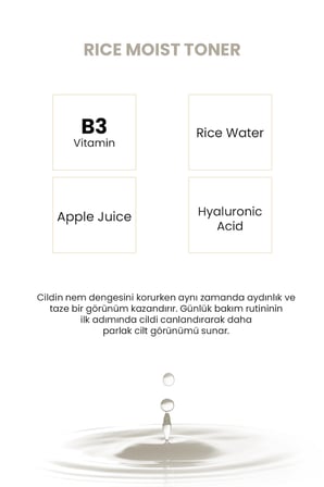 Rice Moist Aydınlatıcı, Yenileyici ve Nemlendirici Pirinç Suyu & Bifida Mayalı Tonik 200 ml