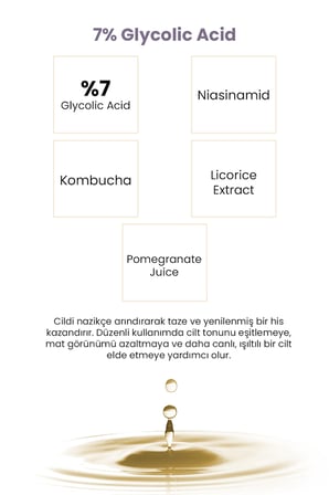 Cilt Yenileyici, Aydınlatıcı ve Ton Eşitleyici %7 Glikolik Asit Tonik 200 ml