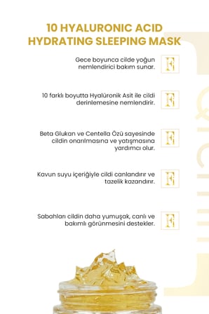 10 Farklı Hyalüronik Asit İçeren Onarıcı Yoğun Nemlendirici Gece Maskesi 100 ml