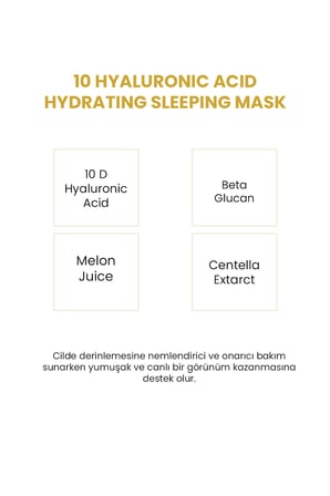 10 Farklı Hyalüronik Asit İçeren Onarıcı Yoğun Nemlendirici Gece Maskesi 100 ml