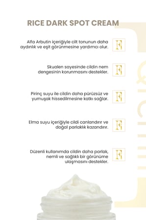 Rice Dark Spot Pirinç Özlü Aydınlatıcı & Nemlendirici Krem 50 ml