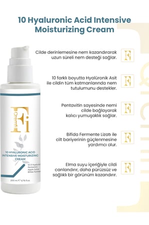 10 Farklı Hyalüronik Asit ve Biobifida Fermenti İçeren Yoğun Nemlendirici Krem 200 ml