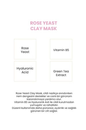 Gül Maya Kil Maskesi | Aydınlatıcı | Bariyer Güçlendirici | Akne Karşıtı | Yağ Dengeleyici | 100 ml