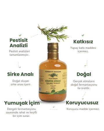 Doğal Biberiye Sirkesi 500 ml (DOĞAL FERMANTASYON & PESTİSİT ANALİZLİ)