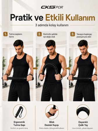 CKSPOR  30 kg Bükbük Göğüs Yayı Kol Omuz Göğüs Kas Geliştirici Power Twister
