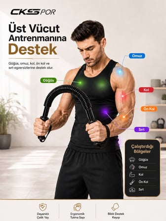 Bükbük Göğüs Yayı Power Twister Kol Omuz Göğüs Egzersiz Aleti 40 KG
