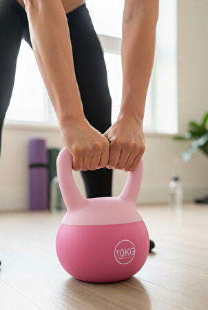 10 KG Soft Kettlebell – Yumuşak Tabanlı Metal Kumlu, Ses Yapmaz Darbeye Dayanıklı Çift El Ağırlık