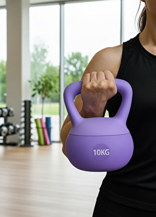 10 KG Soft Kettlebell – Yumuşak Tabanlı Metal Kumlu, Ses Yapmaz Darbeye Dayanıklı Çift El Ağırlık