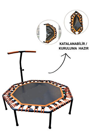 Sekizgen Katlanabilir Trambolin – Ev Tipi Katlanır Zıplama Turuncu Trambolin