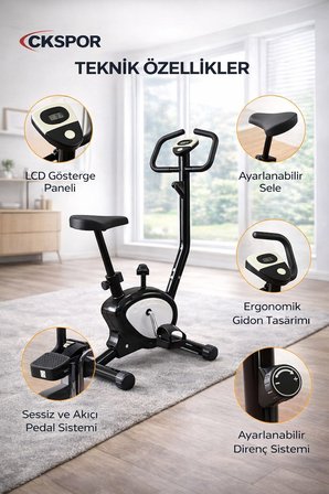 CKSpor Dikey Kondisyon Bisikleti LCD Ekranlı Ayarlanabilir Dirençli Ev Tipi Kardiyo Bisikleti