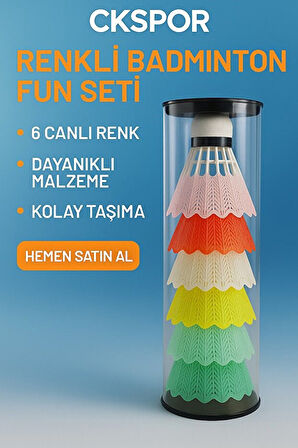 Badminton Topu 6’lı Yeni Renkli – Renkli Tüy Top Seti