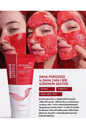 Red Dragon Bubble Clay Yüz Maskesi | Tazelenme Parlaklık Nemli ve İpeksi Köpüren Yüz Maskesi 100 ml