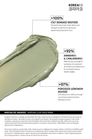 Matcha  Yüz Kil Maskesi | Pürüzsüzleştirici Arındırıcı Canlandırıcı 100 Ml